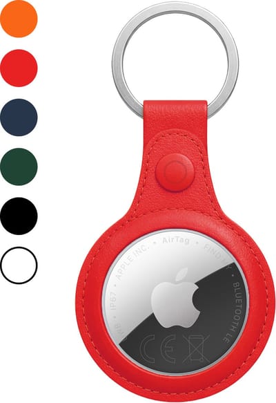 Hoesje Geschikt voor Apple AirTag 2 Sleutelhanger Hoes - Hoesje Geschikt voor Apple AirTag 2e generatie Hoesje Hanger Case Leder Look Sleutelhanger - Rood