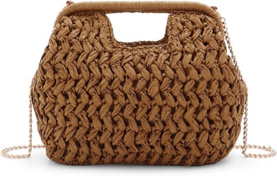 Papieren stro clutch voor dames - Boho strandtas, geweven crossbody tas voor vakantie, bruiloft en feest