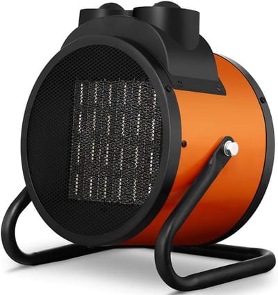 Industriële kachel - Ventilator kachel - Grote ruimtes verwarmen - Instelbare thermostaat - 3000 Watt - Zwart oranje