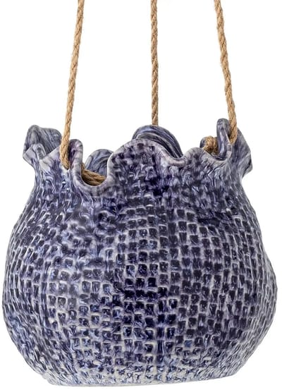 Bloomingville Hangbloempot aardewerk blauw Lottie 17cm