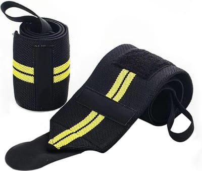 Professionele Lifting Straps voor Krachttraining met Snelle Ontgrendeling en Metalen Bouten voor Powerlifting, Crossfit en Fitness, Geschikt voor Mannen en Vrouwen, Geel Gestreept, Set van 2