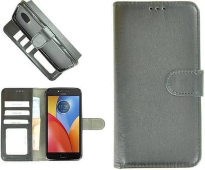 Zwart Wallet Bookcase Fashion Hoesje Geschikt voor Motorola Moto E4 Plus