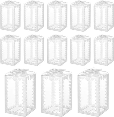 Dailygoods- Geschenkdozen 60 Stuks - Transparante Dozen - PVC - Met Witte Strik - Voor Chocoladebons - Perfect voor Bruiloftsgeschenken - Cadeauverpakking
