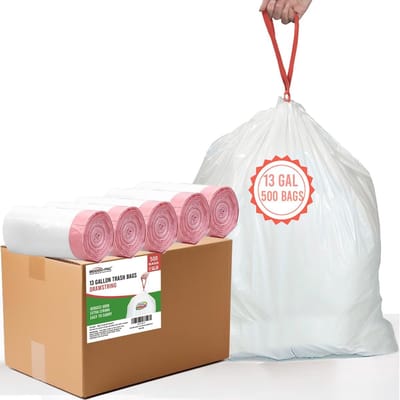 Vuilniszakken - Afvalzakken - Keuken Afval - Met Trekband - 13 Gallon 500 Stuks - Wit