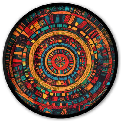 Poster in lijst Rond - Fotolijst 40x40 cm - Posters - Mandala - Cirkels - Patronen - Ronde posterlijst zwart - Decoratie - Wanddecoratie woonkamer - Muurdecoratie slaapkamer