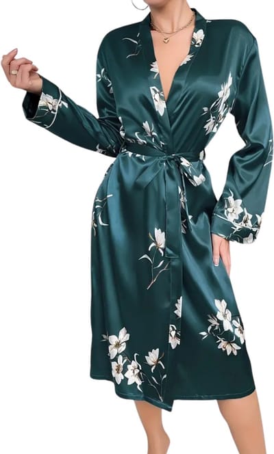 Livano Satijnen Badjas Dames - Kimono - Kamerjas - Satijn - Ochtendjas - Pyjama - Maat S