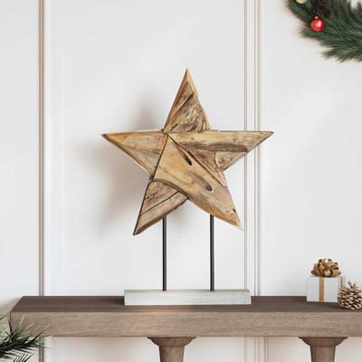 vidaXL - Kerstster - LED's - Bruin - 43,5 - x - 13,5 - x - 59 - cm - Massief - Teakhout