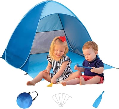 Pop-up strandtent met draagtas, zonbescherming, draagbaar en eenvoudig op te zetten, ideaal voor gezinnen, kinderen en huisdieren, perfect voor buitenactiviteiten en picknicks