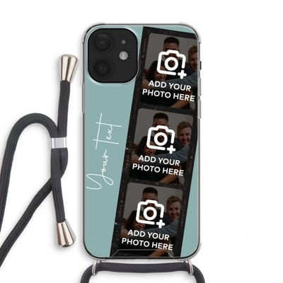 Gepersonaliseerd - Case Company® - Hoesje met koord geschikt voor iPhone 12 mini hoesje met Koord - Filmrol N°1 - Telefoonhoesje met Zwart Koord - Extra Bescherming aan alle Kanten en Over de Schermrand