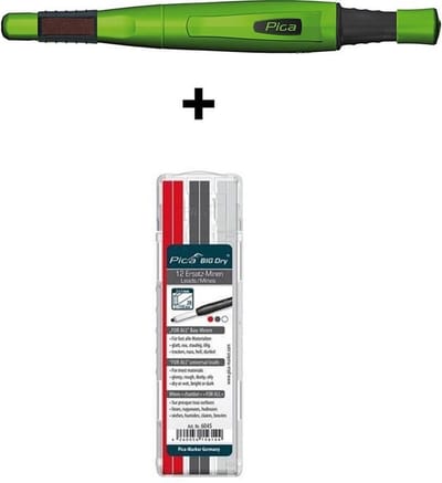 Pica Big Dry Markeerpotlood + Navulling Set 12 stuks - Compleet