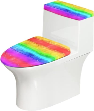 Toiletdeksel Set - Badkamer Accessoires - Hygiënisch Toilet - Universele Pasvorm - Rekbaar Materiaal - Regenboog Kleuren