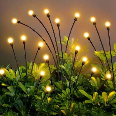 Shinedo - Solar Tuinlamp met grondspies 78CM –Solar Tuinverlichting – 10 ledlampen per stuk - 2 SET– Tuinverlichting op zonne-energie buiten – Led buitenverlichting met sensor - Tuinfontein - Tuinfakkel - Tuinsteker- Tuinlantaarn