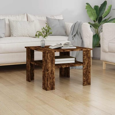 vidaXL - Salontafel - 60x60x42 - cm - bewerkt - hout - gerookt - eikenkleurig
