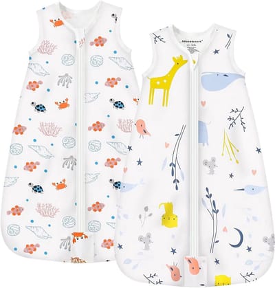 Zomerslaapzak voor baby's, 0,5 TOG, 100% katoen, ademend, 2 stuks, XL