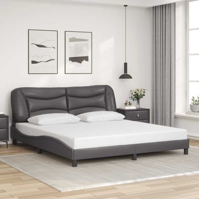 vidaXL - Bedframe - zonder - matras - "Hvar" - kunstleer - grijs - 180x200 - cm