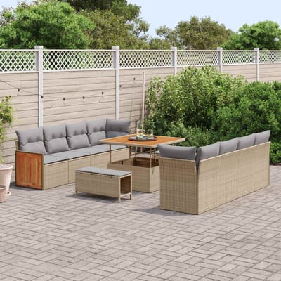 vidaXL - Tuinbank - Set - 11 - st - 11-Aantal - zitplaatsen - Beige - en - Lichtgrijs
