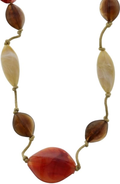 Behave - Lange ketting - Aardetinten look - Bruin beige kralen - 112 cm