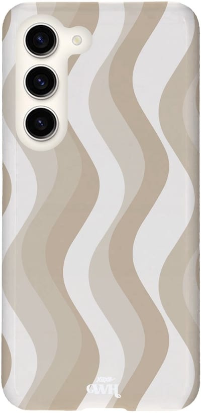 xoxo Wildhearts Minimal Nude - Single Layer hoesje geschikt voor Samsung Galaxy S23 - Siliconen hoesje met print - Backcover hardcase - Hard cover - Golvenprint - Golvend patroon - Beige / Creme / Wit