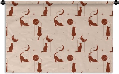 Wandkleed - Wanddoek - Kat - Sterren - Patronen - 180x120 cm - Wandtapijt
