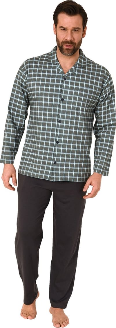 Heren pyjama doorknoop Normann 101 90503 - Grijs - 64/66