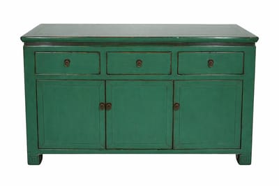 Fine Asianliving Antieke Chinese Dressoir Aqua Groen High Gloss B143xD42xH85cm Chinese Meubels Oosterse Kast