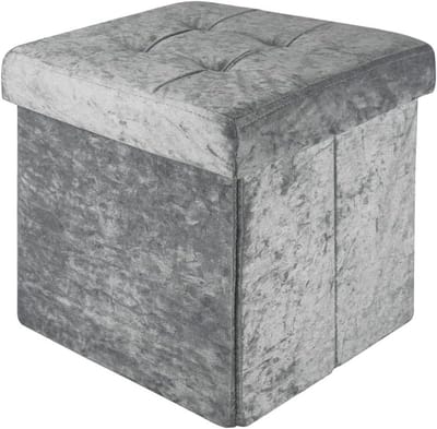 Opvouwbare Poef - Zitkubus Opberger - Extra Zitplaats - Met Deksel - 30x30x30 cm - Fluweelgrijs