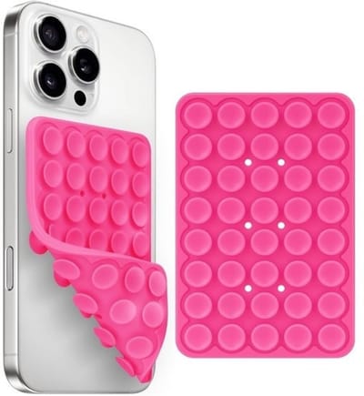 Telefoonhouder Zuignap – 2 Pack – Dubbelzijdige Smartphone Houder met 40 Zuignappen – Zonder Lijm – Herbruikbaar – Voor Vloggen & Handsfree Gebruik – Roze