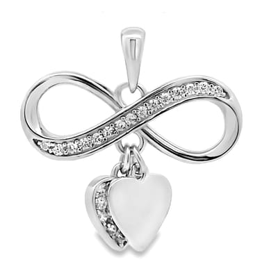 Juwelier Zwartevalk zilveren (gerhodineerd) infinity met hartjes hanger - 24.354