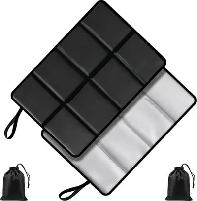 Set van 2 Vouwbare Kussens - Zwart Waterdicht Kussen voor Buiten, Camping, Picknick en Wandelen