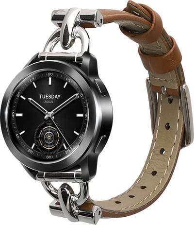 kwmobile lederen horlogebandje geschikt voor Xiaomi Watch S1 Active / S1 Pro / S2 / S3 / Watch 2 Pro polsband - Echt leren smartwatch bandje - Activity tracker horloge band in lichtbruin