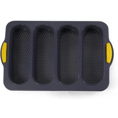 4-vaks Broodvorm Bakgereedschap Meer-vaks Pan Wasbaar Hittebestendig Herbruikbaar Siliconen Hotdogbroodje Keukenaccessoires Gereedschap black