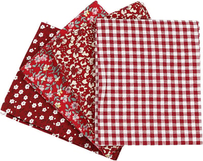 Creativ Company Patchwork Stof 45x55 cm Rood 4 stuks