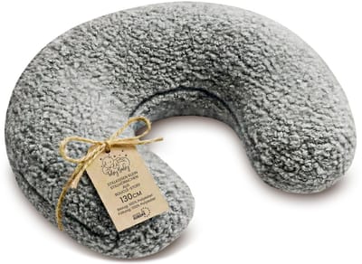 Voedingskussen baby 130 cm C-vorm borstvoedingskussen Nursing Pillow – afneembare Bouclé hoes ergonomisch wasbaar pasgeboren zacht ademend – OEKO-TEX gecertificeerd Lichtgrijs
