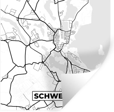 Muurstickers - Sticker Folie - Stadskaart - Plattegrond - Schwerin - Kaart - 100x100 cm - Plakfolie - Muurstickers Kinderkamer - Zelfklevend Behang XXL - Zelfklevend behangpapier - Stickerfolie