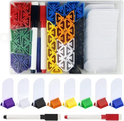 Spelkaarthouder Set - Kunststof - Uitwisbare Markers - 8 Kleuren - 130-Delig