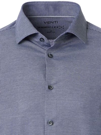 Venti Jerseyflex Overhemd Print Modern Fit Blauw - XXL
