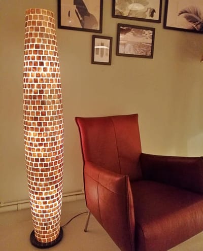VillaFlor Staande lamp Handmade Design Vloerlamp woonkamer slaapkamer moni gold shell capiz parelmoer schelp 200 cm