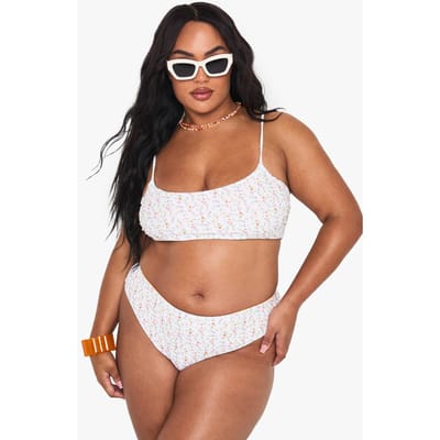boohoo Dames Plus Ditsy Floral Driehoekige Bikini Top | Orange | Maat: 22