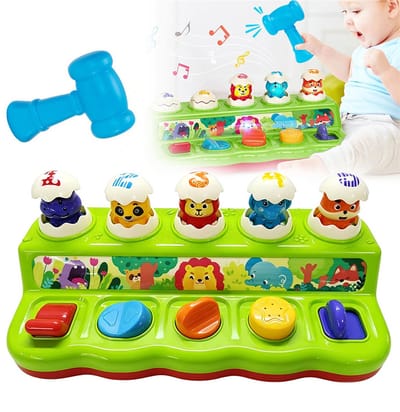 Whack-a-Mole-spel met hamer – Vroegtijdige educatie voor baby's en kinderen – Geheugentraining – Multifunctioneel speelgoed – Whack-a-Mole-set – Rode basis