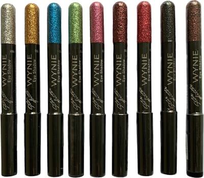 Wynie - Star Glitter - 9 Oogschaduw Potloden - Zilver/Goud/Zwart/Rood/Roze/Groen/Blauw/Bruin/Warm Donker Rood - Set met 9 stuks