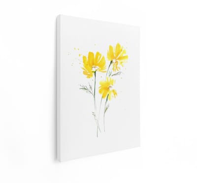 Artaza Canvas Schilderij Gele Bloemen - 90x120 cm - Wanddecoratie Aquarel - Muurdecoratie Bloemen - Decoratie Woonkamer - Geel