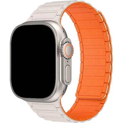 123watches bandje Zyro - siliconen - sterrenlicht oranje - 44 · 45 · 46 & 49 mm - Geschikt voor Apple Watch series 1/2/3/4/5/6/7/8/9/10/11/12/SE/SE2/SE3/Ultra/Ultra 2/Ultra 3/Ultra 4