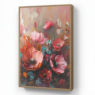 Wandlamp 60x90 cm - Oplaadbaar - Klaprozen - Roze - Bloemen - Botanisch - Kunst - Wandlampen binnen woonkamer - Slaapkamer lamp - Decoratieve nachtlamp - Vloerlamp draadloos