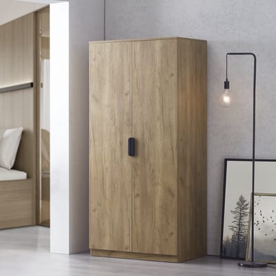 Kledingkast Eiselfing 176x80x52 cm met 4 vakken eikenkleurig [en.casa]
