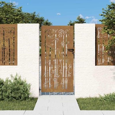 vidaXL - Poort - 85x175 - cm - bamboe-ontwerp - cortenstaal