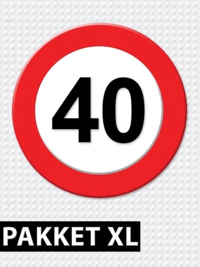 Verkeersbord 40 jaar feestartikelen pakket XL