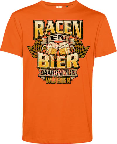 T-shirt Racen & Bier | GP Zandvoort | TT Assen | Zwarte Cross | Oranje | maat XS