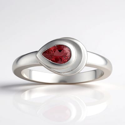 Cavill - Zilveren Damesring met 0,306 ct Braziliaanse Roze Toermalijn - 925 Sterling Zilver met Palladium - Elegante Peervormige Ring - Maat 16-21