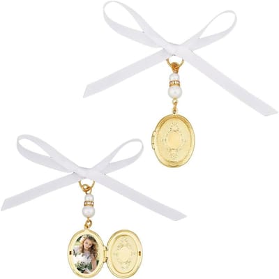 Bruiloft Boeket Charm - Foto Medaillon Hanger - Bruiloft Decoratie - Ovale Vorm - 2 stuks - Zilver
