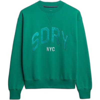Superdry Varsity Satin Applicatie Sweater Green Grootte: 36